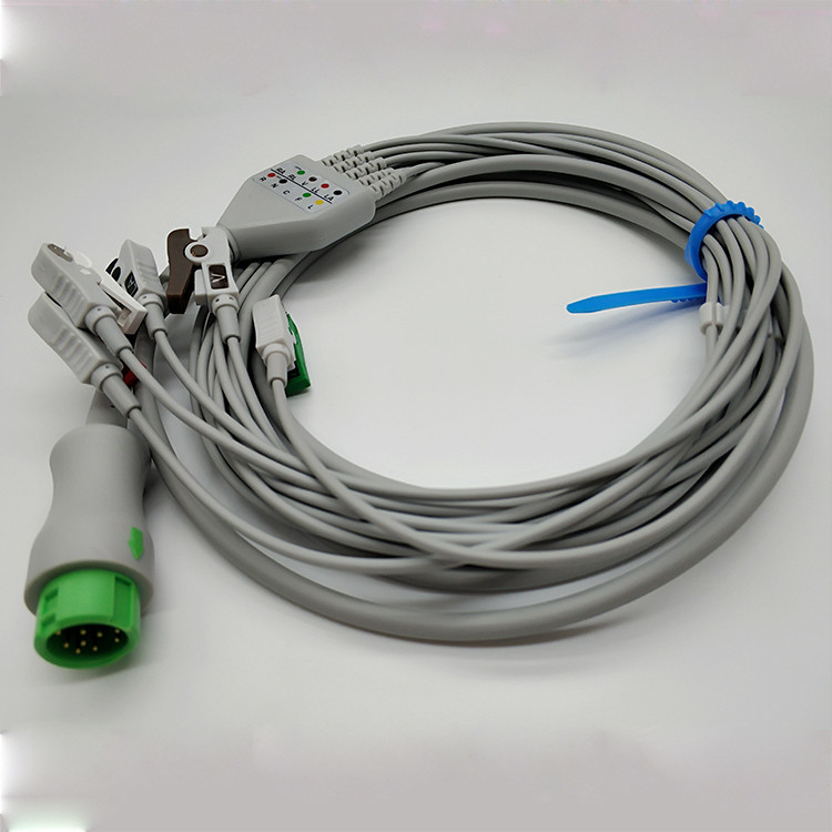 Mindray Reusable 3.5M ECG Cables And Leadwires 5T One Piece With Pinch