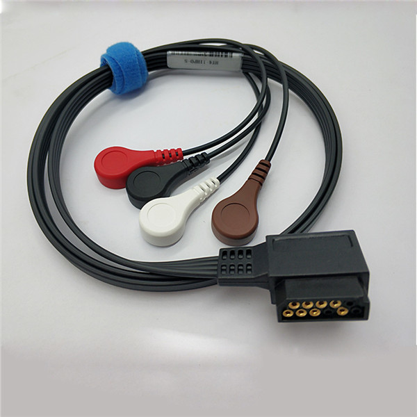 Compatible HP Digitrak XT Holter recorder ECG Cable 1metre Snap type AHA standard for Patient Monitor